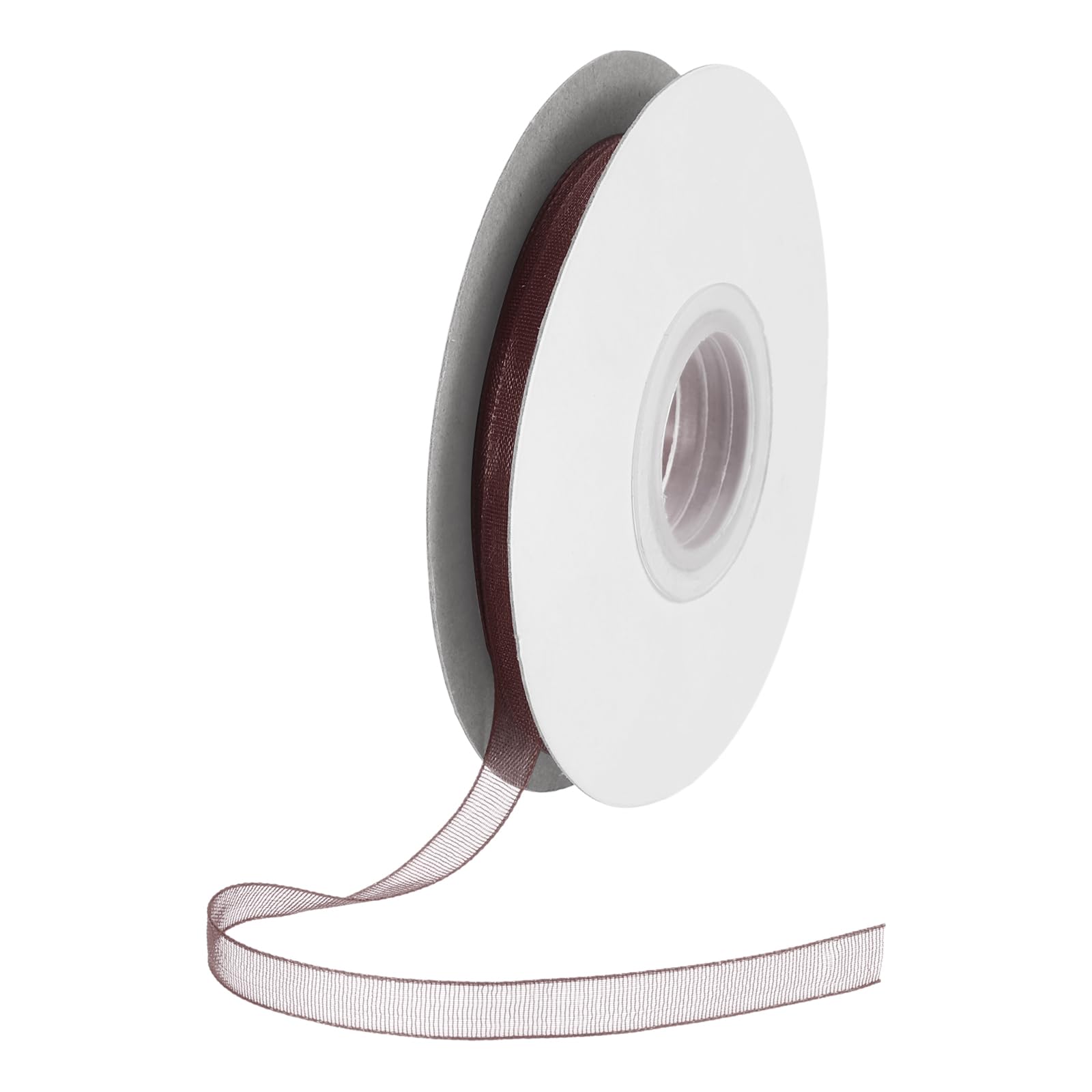DMiotech 25 Yards Organza Ribbon 1/4 Inch Deep Brown Chiffon Ribbon Shimmer Sheer Gift Wrapping Ribbons for Flower Bouquets Wedding Birthday DIY Decoration