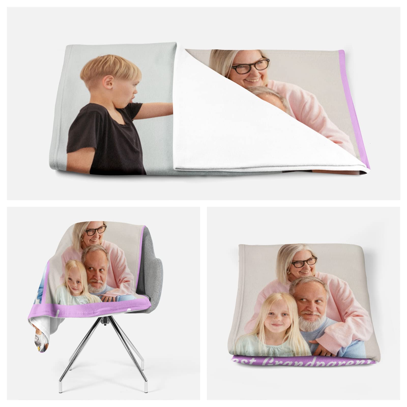 Custom Photo Blanket - Personalized Flannel Throw With Your Pictures & Text, AI Repair Service