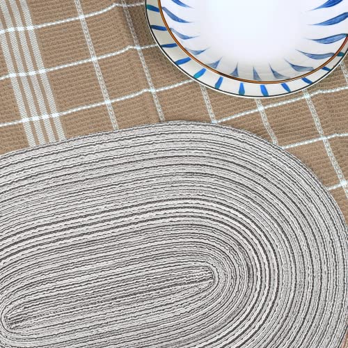 Oval Braided Placemats 12X18 Inch Table Mats For Dining Tables Natural Woven Heat Resistant Place Mats Set Of 6 (Oval Grey) #TOP2