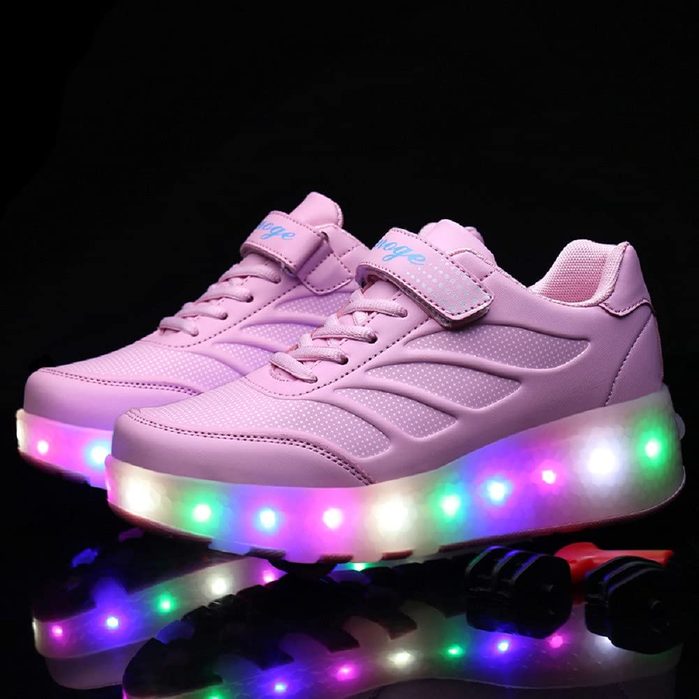 Scarpe con rotelle da Bambina Scarpe con luci Ragazza Scarpe da LED Ruota Skateboard Sneaker Sportive con Rotelle Automatiche Ruota Multisports Skateboard Sneaker con Ruote per Bambini…