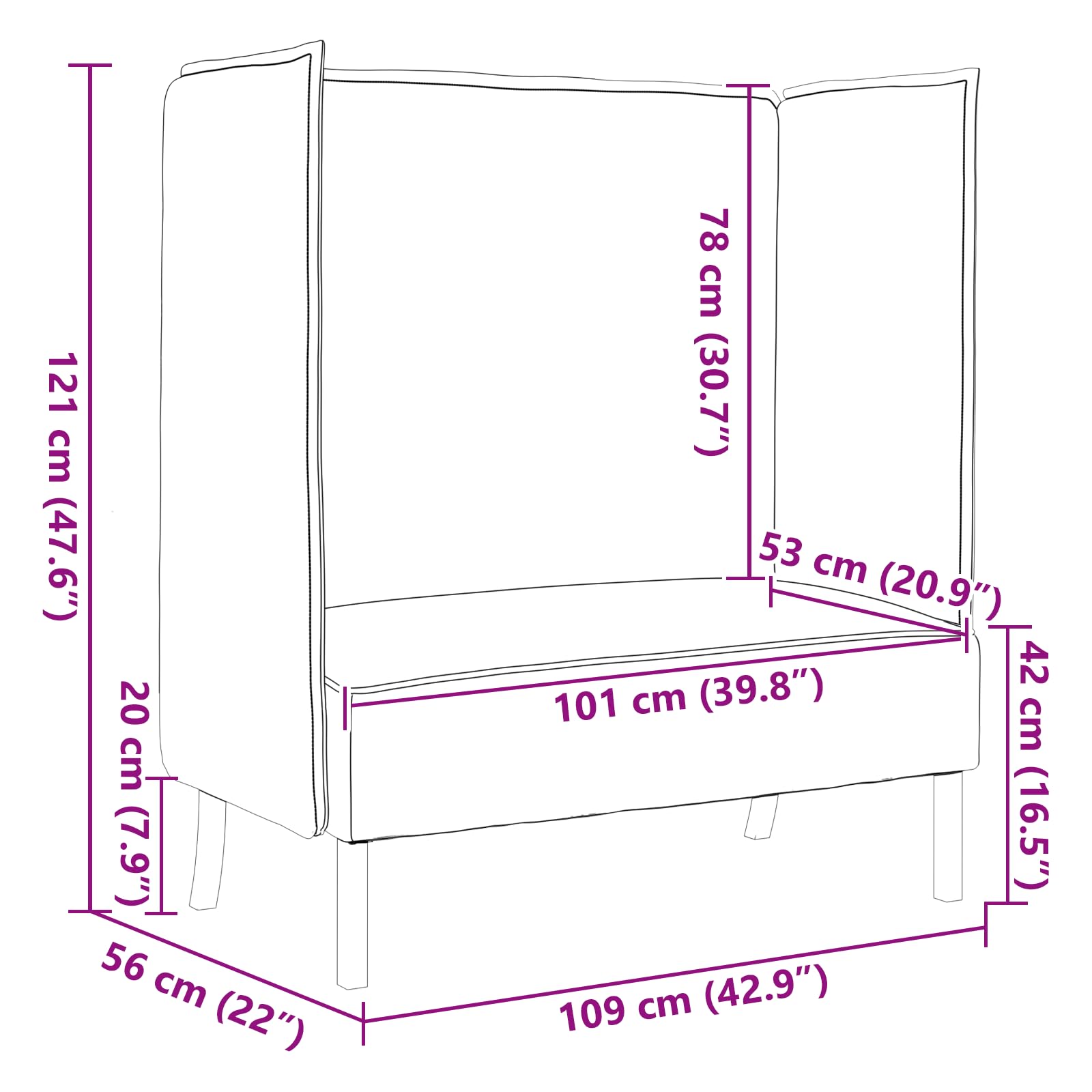 Nowoczesna sofa narożna w kolorze różowym z ergonomicznym podparciem i tapicerką skrzyniową do salonu i biura, kompaktowa 109 cm, wytrzymała i łatwa w utrzymaniu