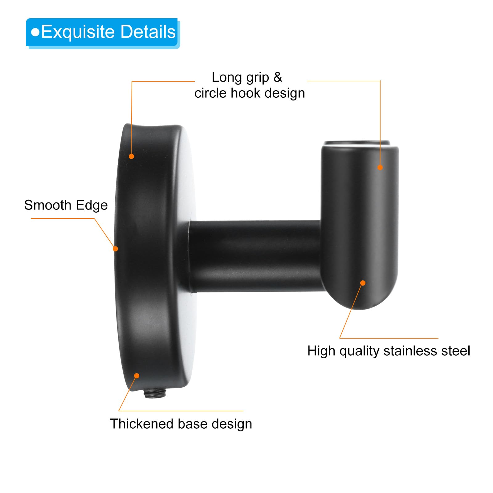 PATIKIL Double Towel Hook, 2Pack Stainless Steel Wall Mounted Hanger Round Towel Holder for Hanging Bathroom Bedroom - Image 4