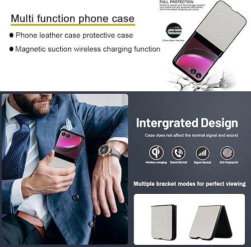 Miniatura 2 de Funda para Motorola Razr Plus 2023, compatible con cargador inalámbrico MagSafe Moto Razr+ 2023 Flip Phone Back Cover Slim Fit Thin Light (blanco)