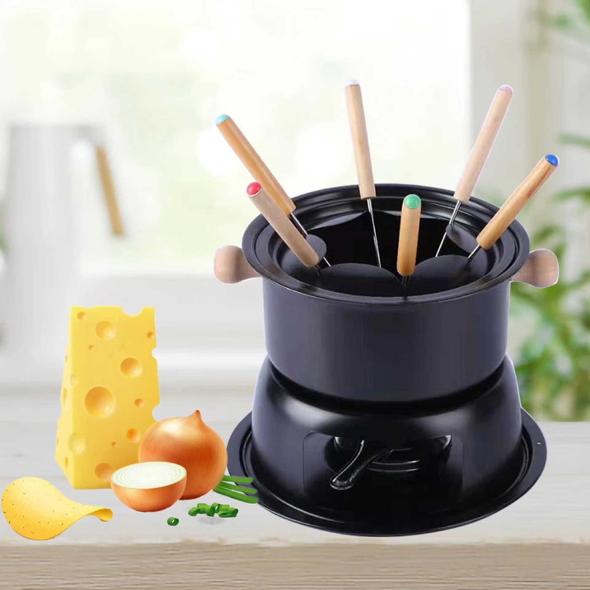 Kit fondue multifonction carbone noir pour fromage fondu et chocolat de fête
