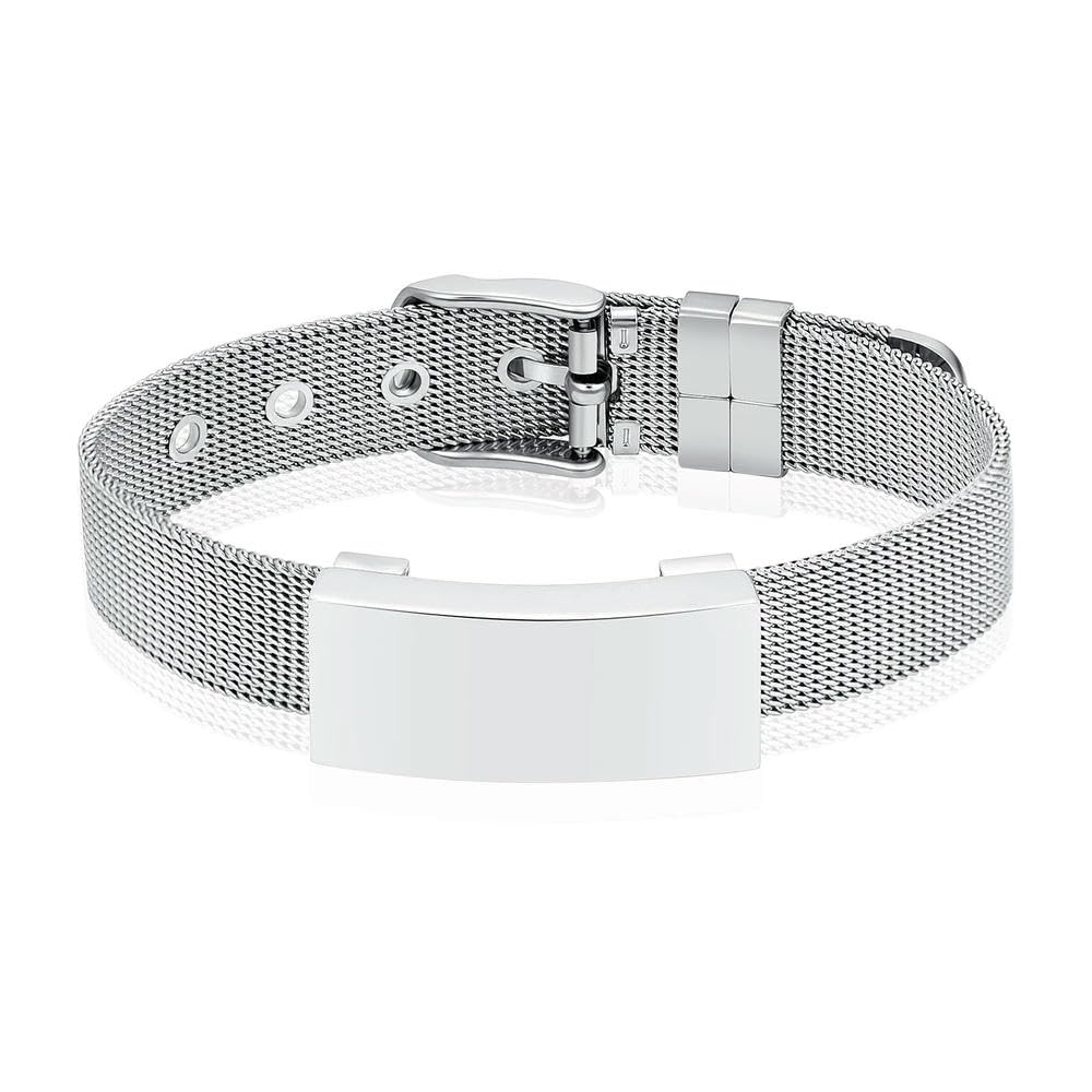 Bracelet commémoratif pour cendres en acier inoxydable argenté de 18 cm