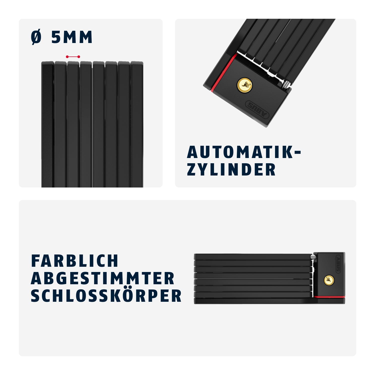 ABUS Faltschloss Bordo uGrip 5700K SH mit Halterung - Fahrradschloss mit 5 mm starken Stäben - ABUS-Sicherheitslevel 7