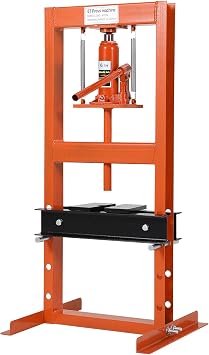 20-Ton Hydraulic Shop Press, H-Frame Pneumatic Benchtop Hydraulic Shop Press with 2 Press Plates, Adjustable Height for Garage, Workshop, Orange