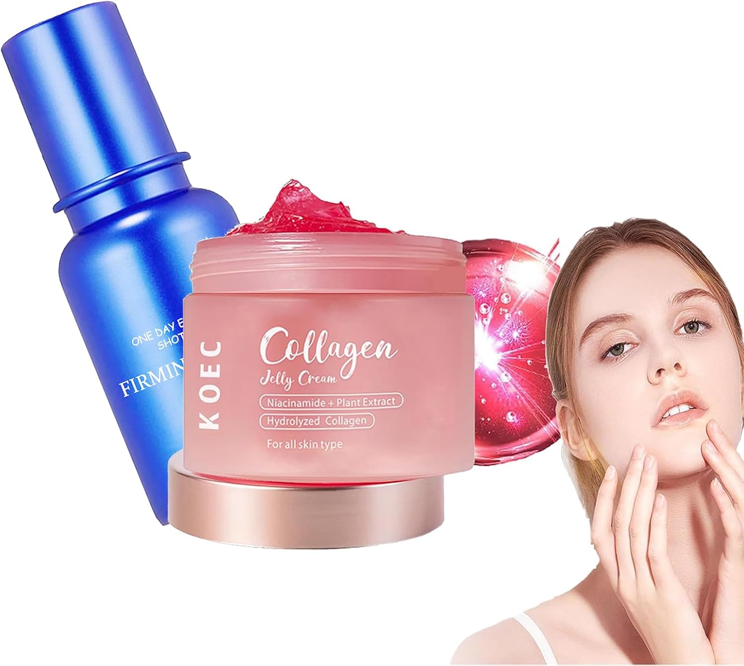 Skin Care Set Womens,Korean Skincare Gifts Set with Collagen Jelly Cream,Liquid Skin Booster Serum – Pore Care, Dead Skin Cells, Skin Texture,Korean Skin Care for Teenage Girls,Facial Kit