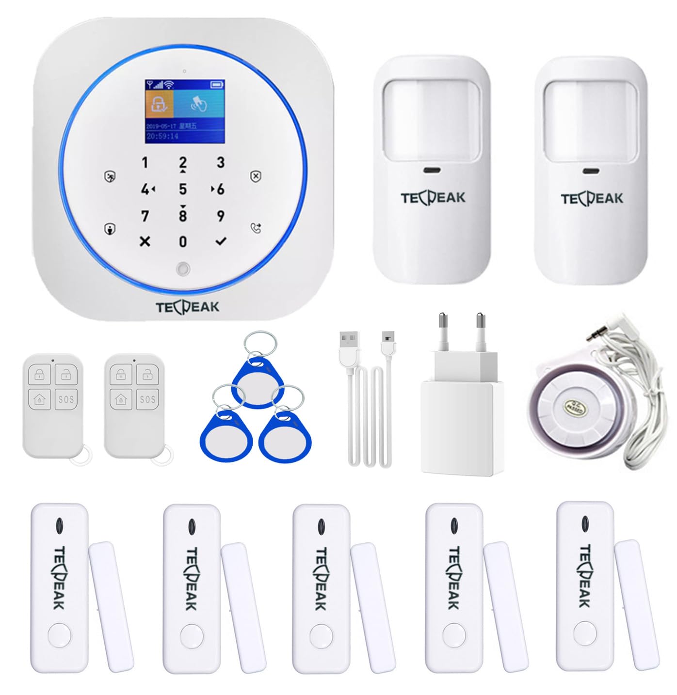 TECPEAK Sistema de Alarma doméstica inalámbrica, Kit de Alarma WiFi/gsm con Seguridad Sirena Proporciona un Modo Altamente eficaz para Proteger tu hogar y Oficina