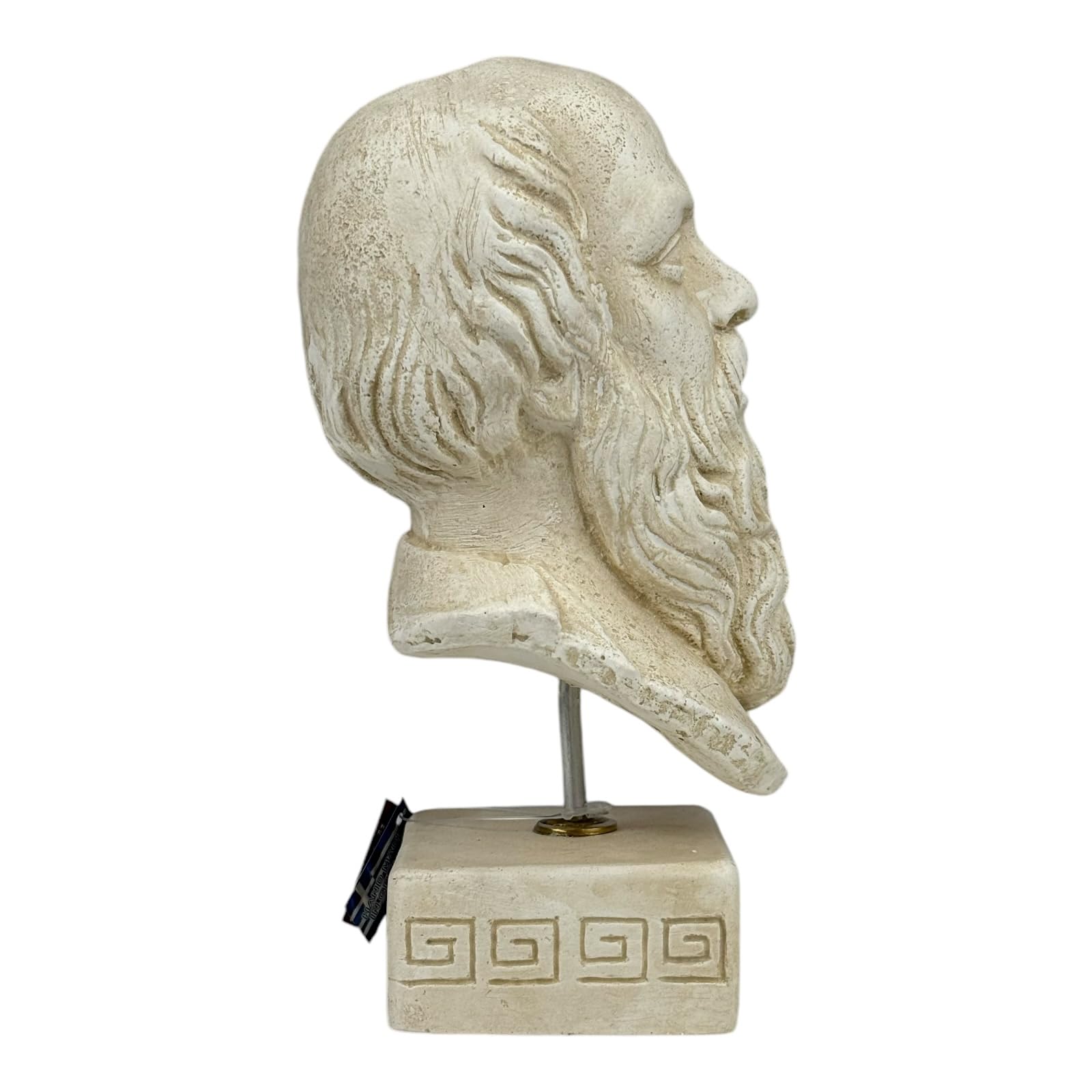 Sócrates - Cabeza de filósofo griego antiguo, piedra fundida, color beige