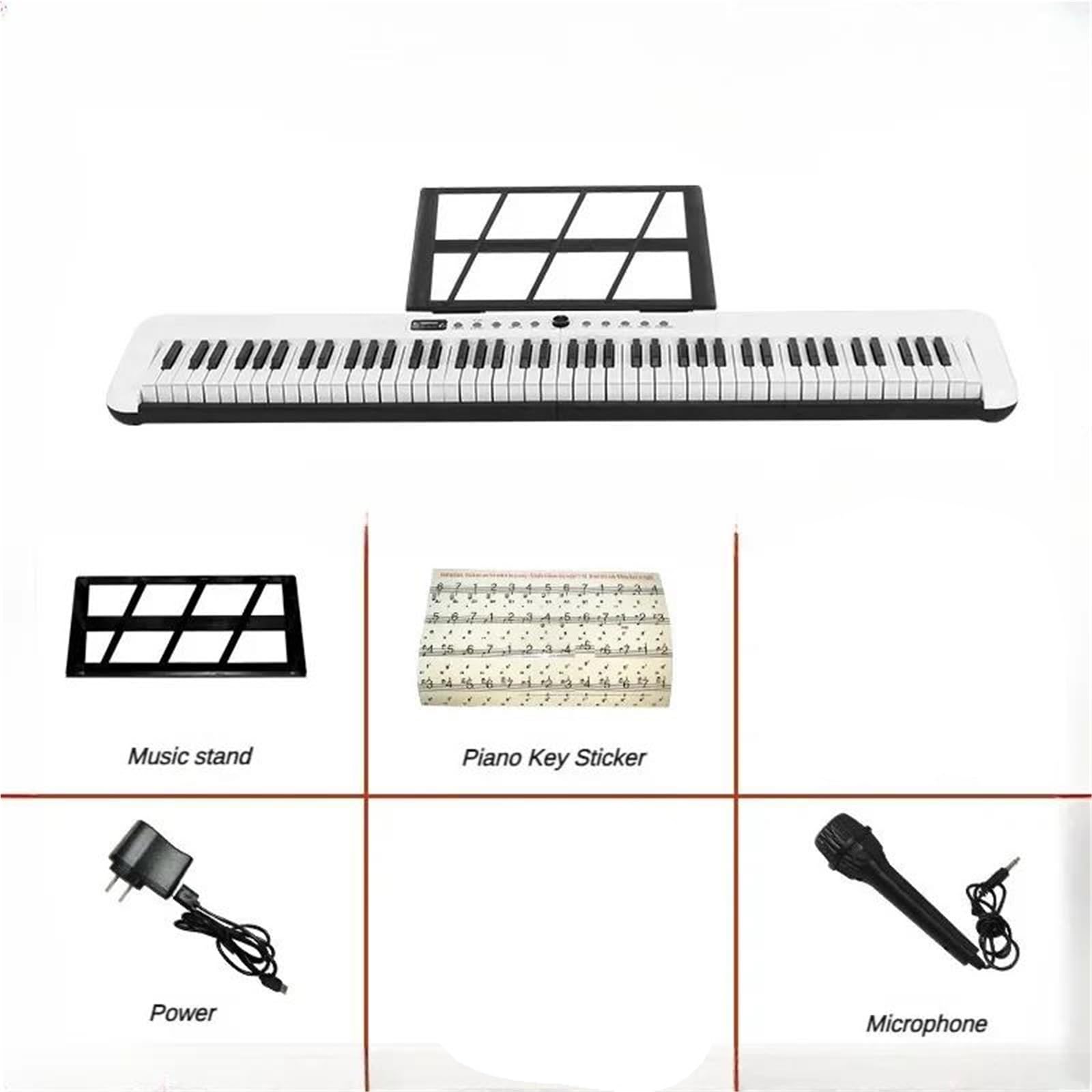 Pianino Elektroniczne 88 Klawiszy Organy Elektroniczne Przenośne Instrumenty Klawiszowe Dla Dorosłych Początkujących Profesjonalne(White Set A)