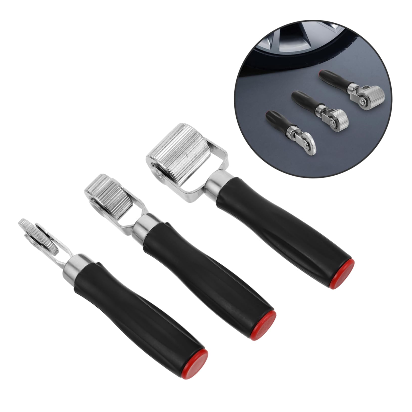 3 Pezzi Rullino Pressapatch per Riparazione Pneumatici Auto | Riparazione Pneumatici Auto, Strumento Pressapatch Compatto, Set da 3 Pezzi per Manutenzione Auto e Camion