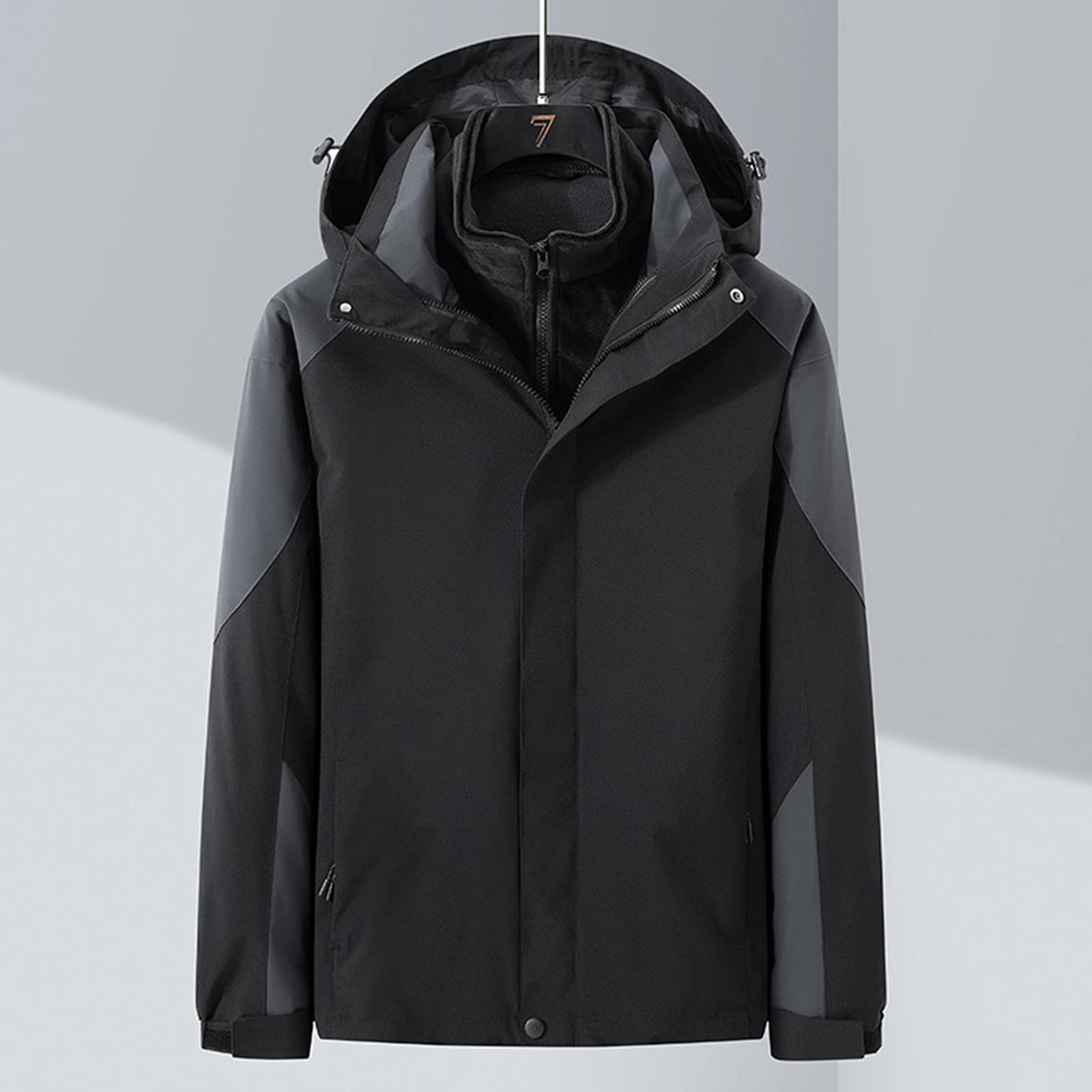 Chubasquero para hombre con forro impermeable, chaqueta de lluvia para hombre, negro, impermeable, chaqueta de entretiempo con capucha, chaqueta de senderismo, deportiva, chaqueta softshell, elegante