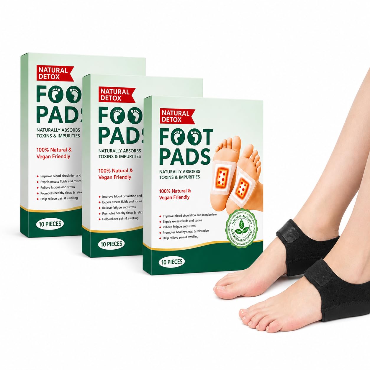 Glowear Heel Pain Relief & Foot Care Combo | Silicone Heel Protector for Men & Women + Ginger Foot Patches (30 Count) | Daily Cushion Comfort & Overnight Relaxation | Black, Large-image-15