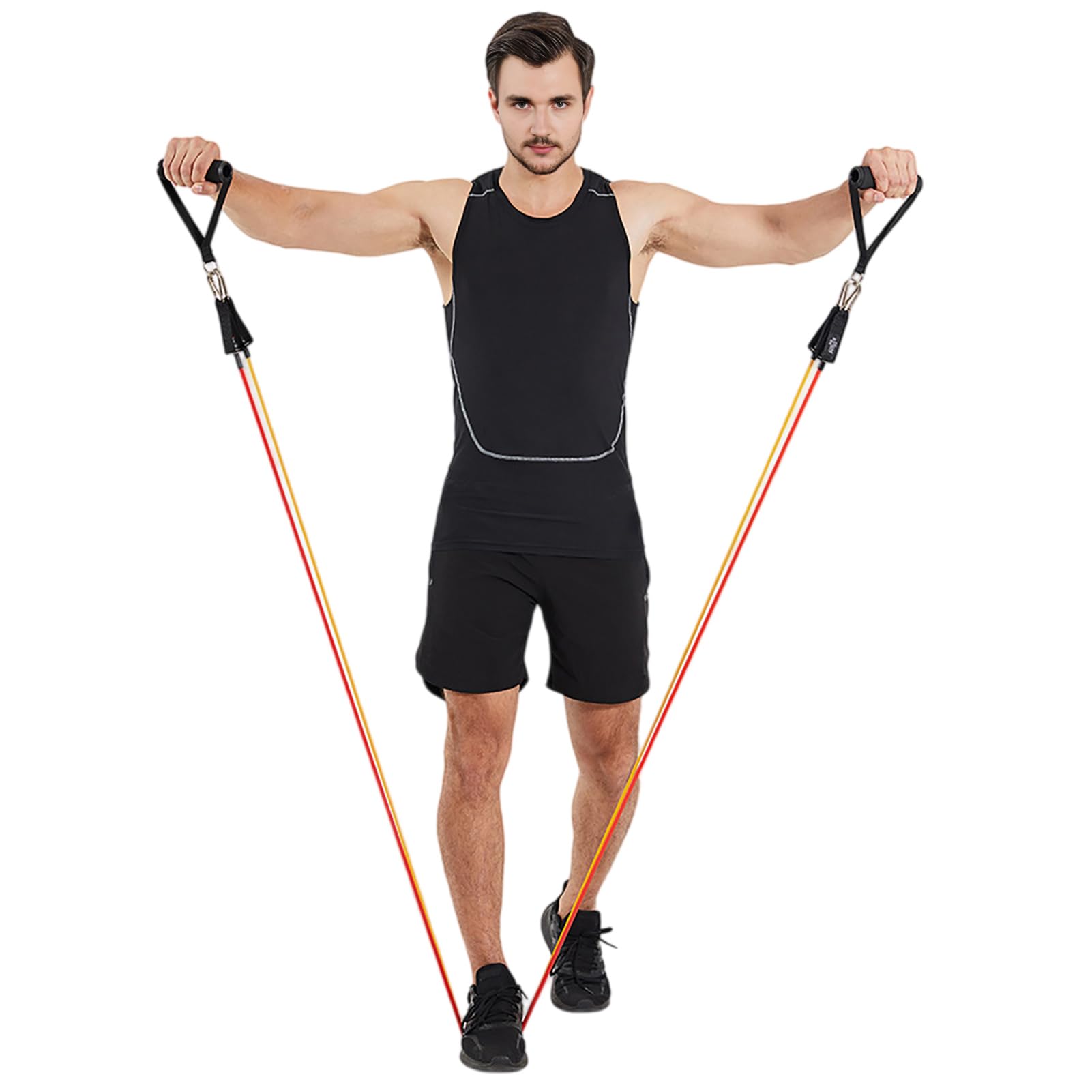 Set di 11 fasce di resistenza elastiche con manici, per allenamento a casa, palestra, fino a 45,4 kg, per fisioterapia e allenamento della forza