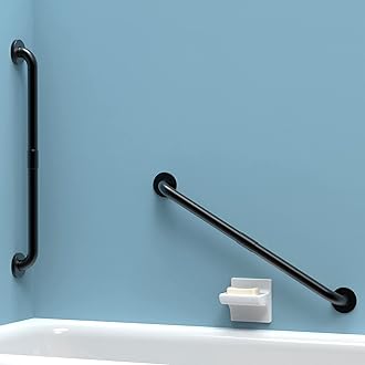 ZEYUMEE AmeriLuck Stainless Steel Bath Safety Grab Bar, ADA Compliant 500lbs Loading Capacity, Matt Black, 24in | 2Pack