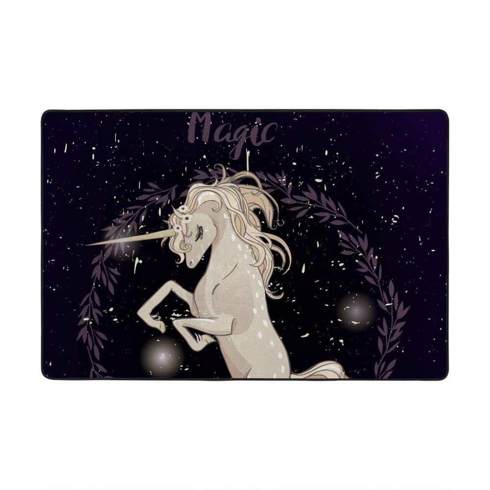 Tapis de salon licorne bleu marine tapis enfant rectangulaire en velours doux 152x99 cm Ruchen