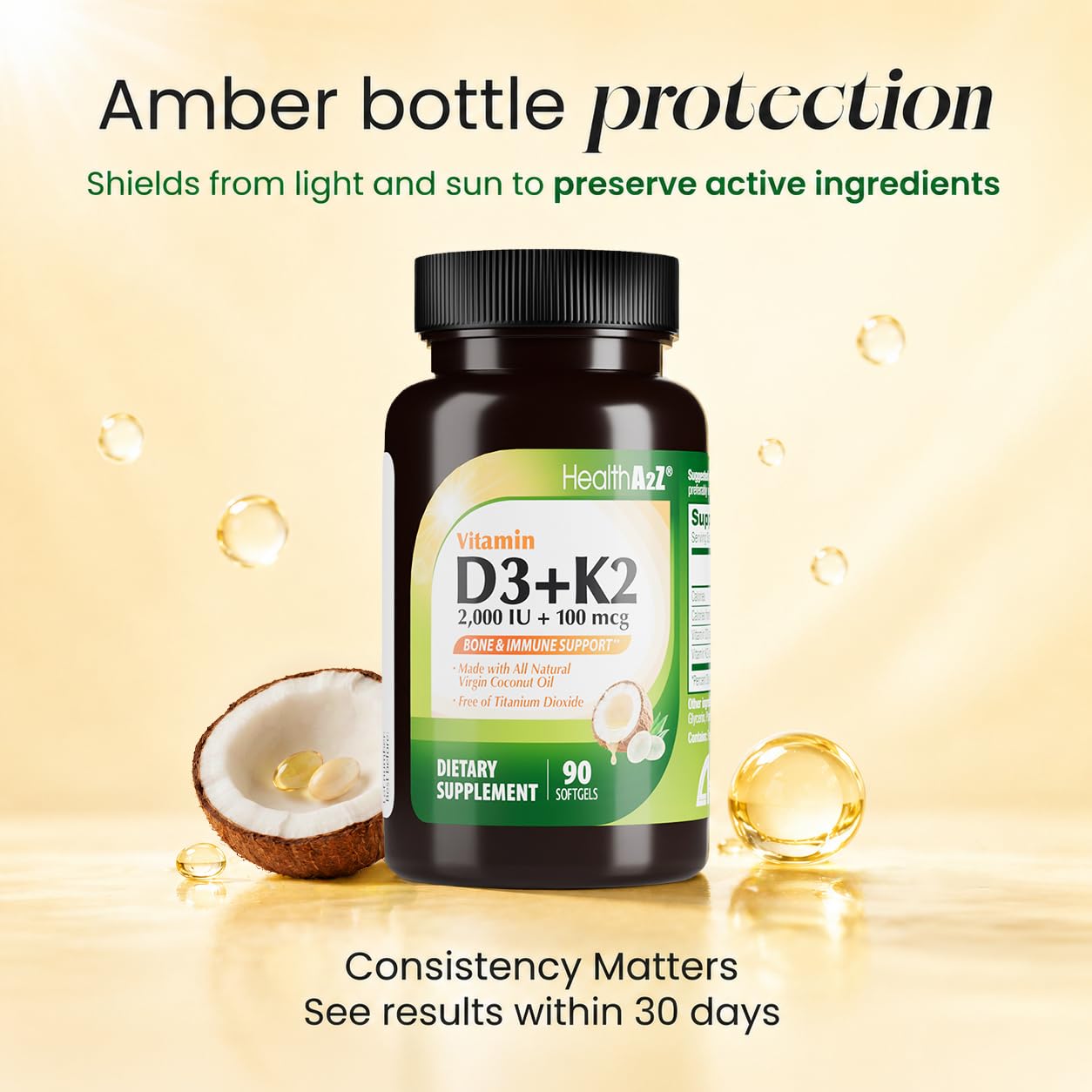 HealthA2Z® Vitamin D3 + K2 (MK-7) (2000 IU (90 Counts)) — Amazon image 2
