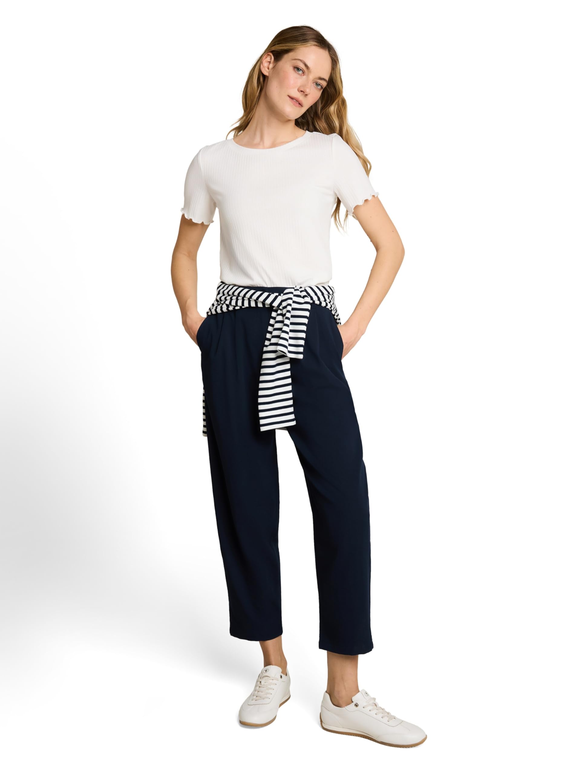 Tom Tailor Damen Cropped Barrel Hose 1051388