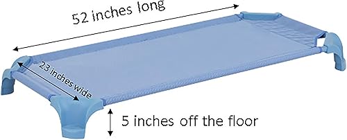 Miniatura 6 de Sprogs Catres apilables de alta resistencia de tamaño estándar de 52 pulgadas de largo para niños y niños pequeños, cunas apilables para niños Azul,