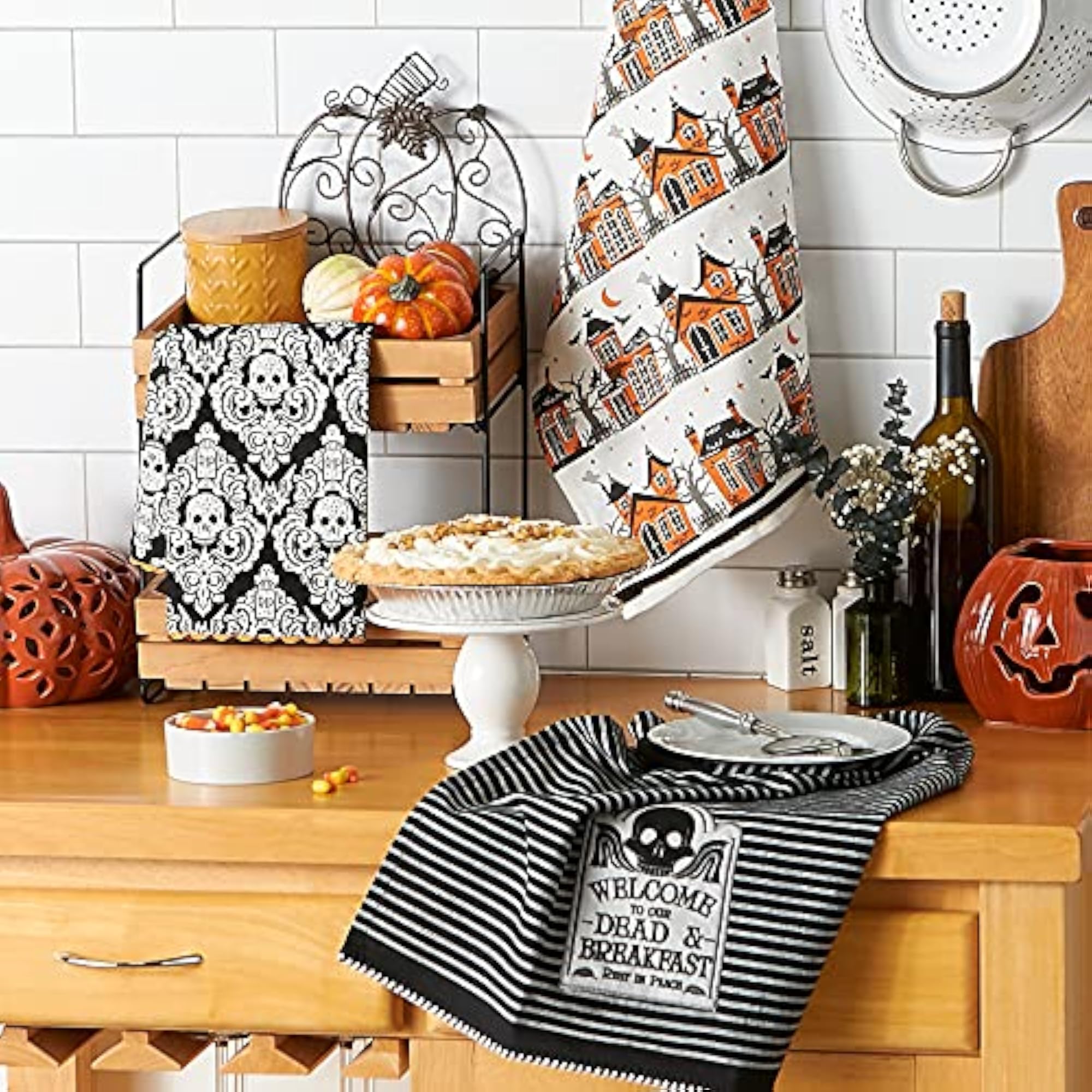 Halloween Collection Dishtowel Set, Embellished