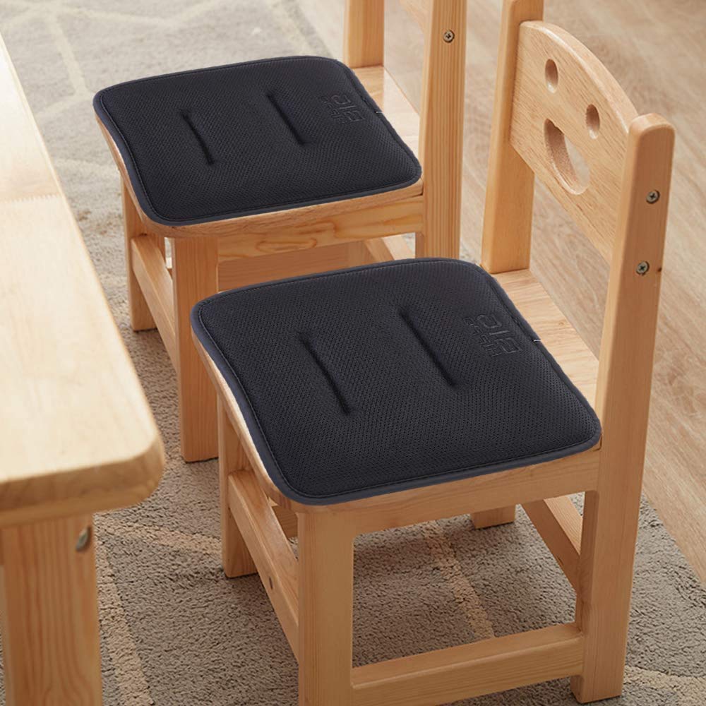 Set van 2 stoelkussens 40 x 38 x 3 cm met riemen, wasbare zitkussen, antislip, stoelkussen, afneembare hoes met rits, ideaal voor thuis, kantoor, keuken, eetkamer, Beige Grijs