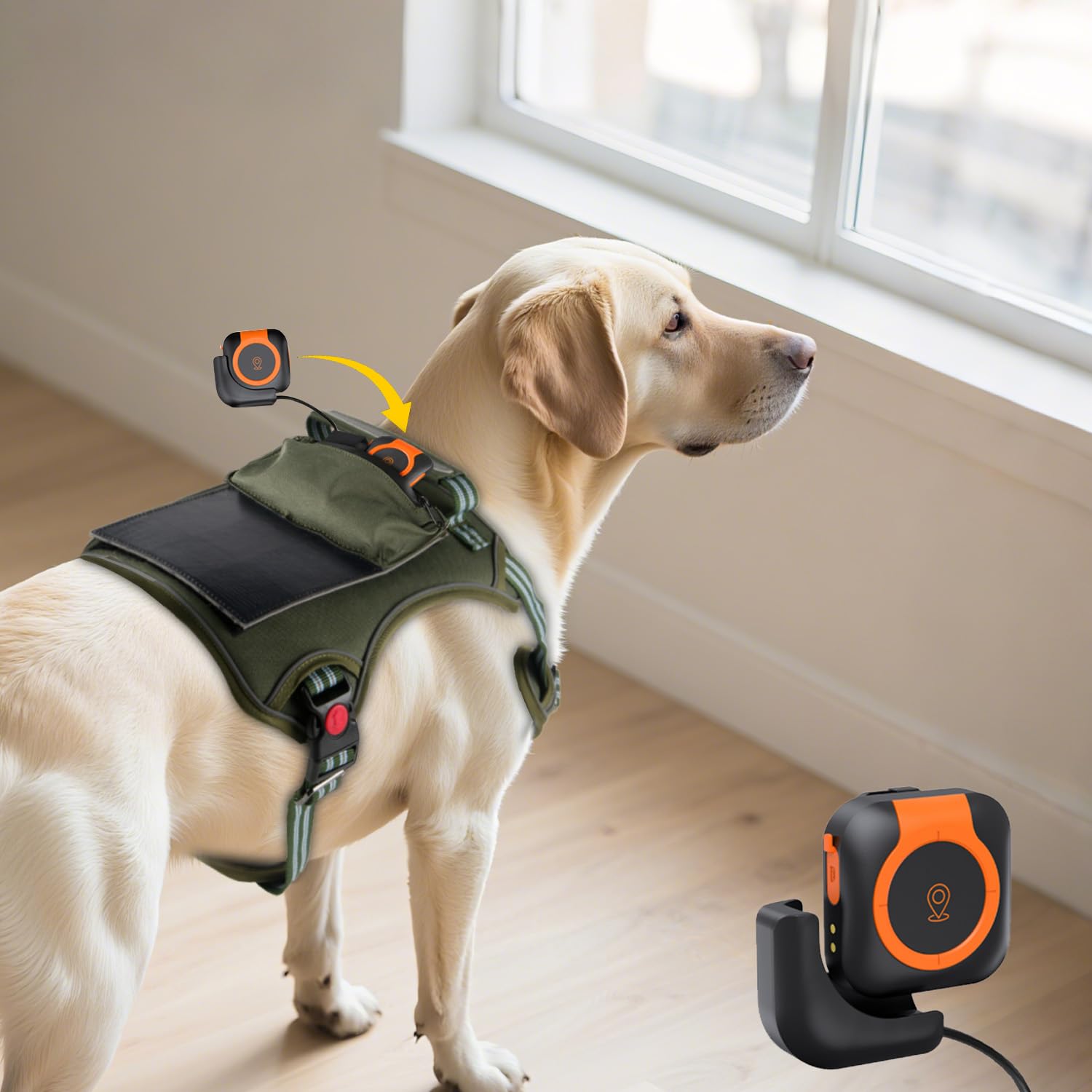 DreamBee GPS Tracker for Dogs & Cats – Solar-Powered Charging Vest, Wireless Dog Fence, Waterproof,Lightweight,Real-Time Pet Locator, No Subscription,Track History, iOS & Android Compatible