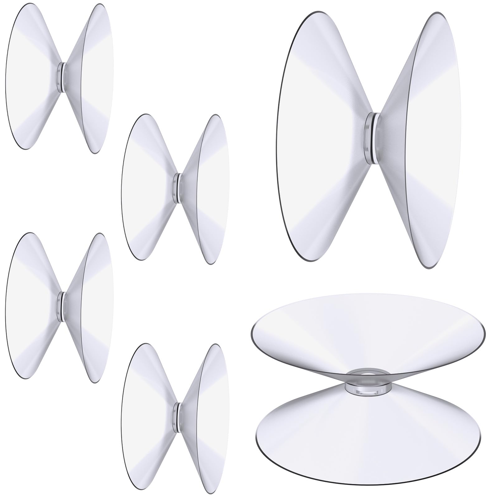 flintronic 6 PCS Double Sided Suction Cups, 40mm PVC Plastic Suckers Without Hooks, Slip-proof Clear Suction for Home Decoration, Outdoor, Kitchen, Window, Glass, Mirror, Pads, Table Top