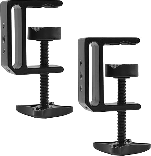 VIVO Abrazadera en C de aluminio con enchufe hembra de 1/4 pulgadas-20 y 3/8 pulgadas-16, 5 hilos de montaje, escritorios de hasta 1.8 pulgadas,