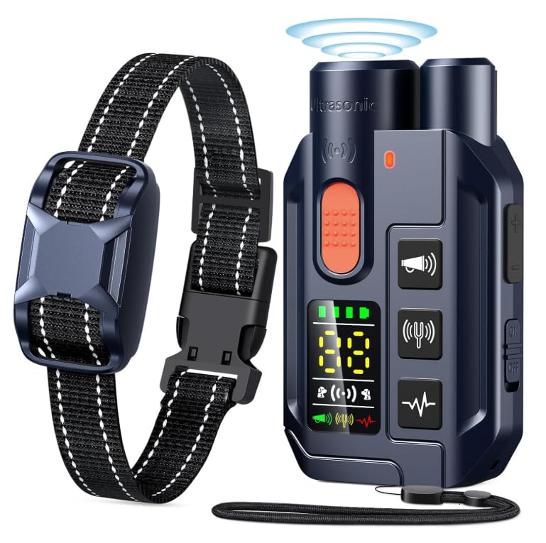Dog Training Collar with Remote – 4200FT Range, 2-in-1 Ultrasonic Bark Deterrent, 4 Humane Training Modes, Dual Channel, IP67 Waterproof & Rechargeable eCollar for Small, Medium & Large Dogs 20–120lbs