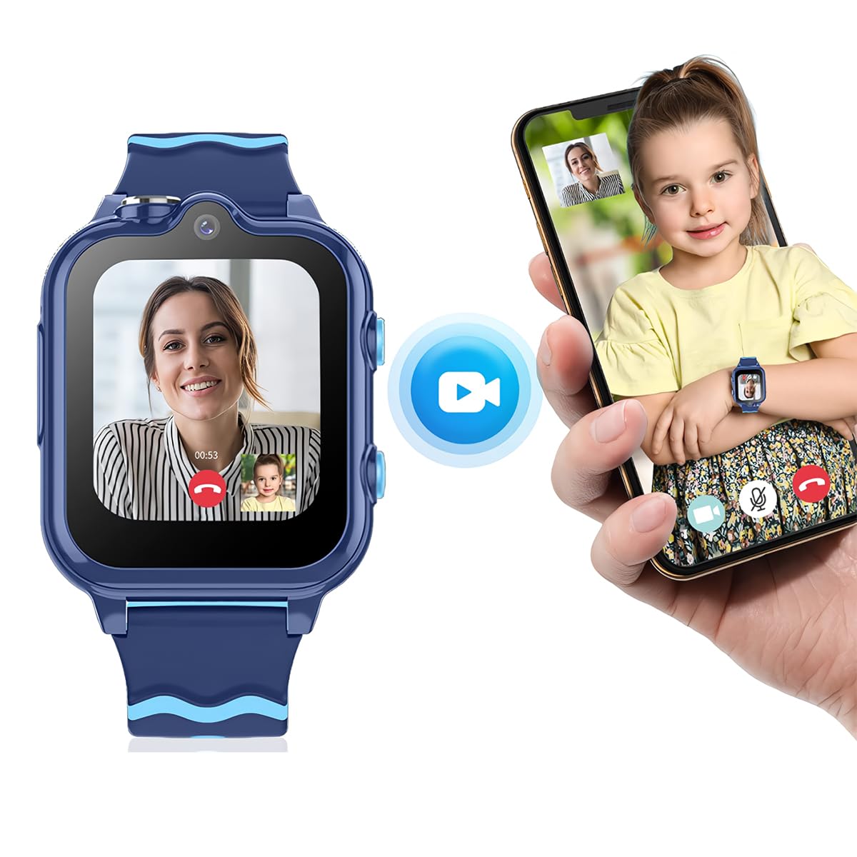 Reloj Inteligente para niños y niñas con GPS Localizador y comunicación Azul