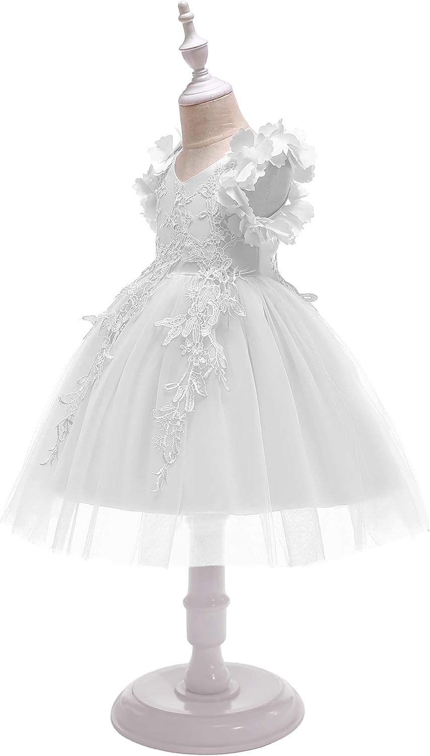 Weileenice Flower Girl Lace Dress Pageant Kids Wedding Christmas Holiday Party Dresses - Image 4