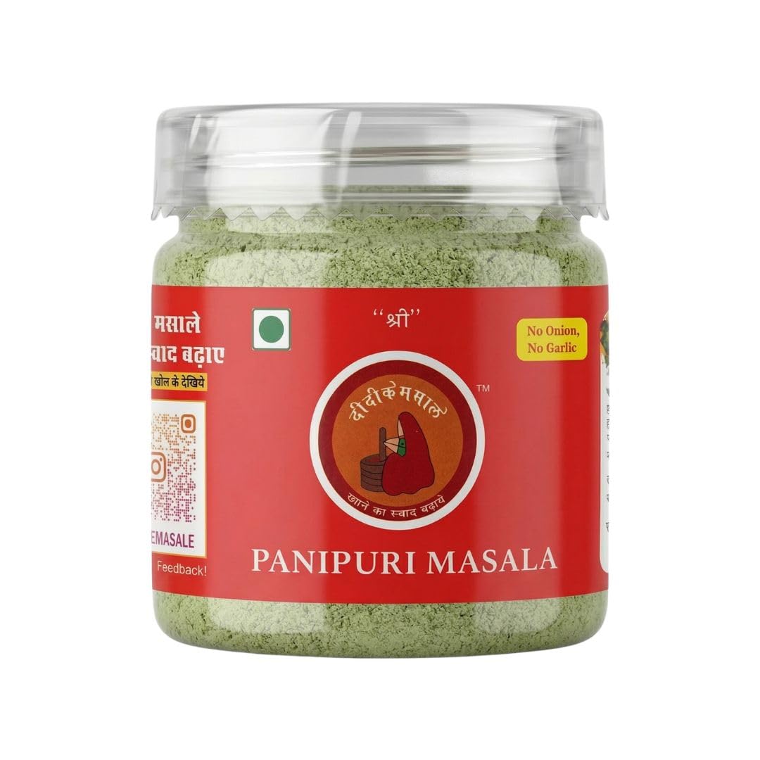 Didi Ke Masale Premium Panipuri Masala Powder | Pani Puri Golgappa Spice Mix | No Onion No Garlic | Tangy & Spicy Flavor | Street Style Taste | Hygienically Packed Jar