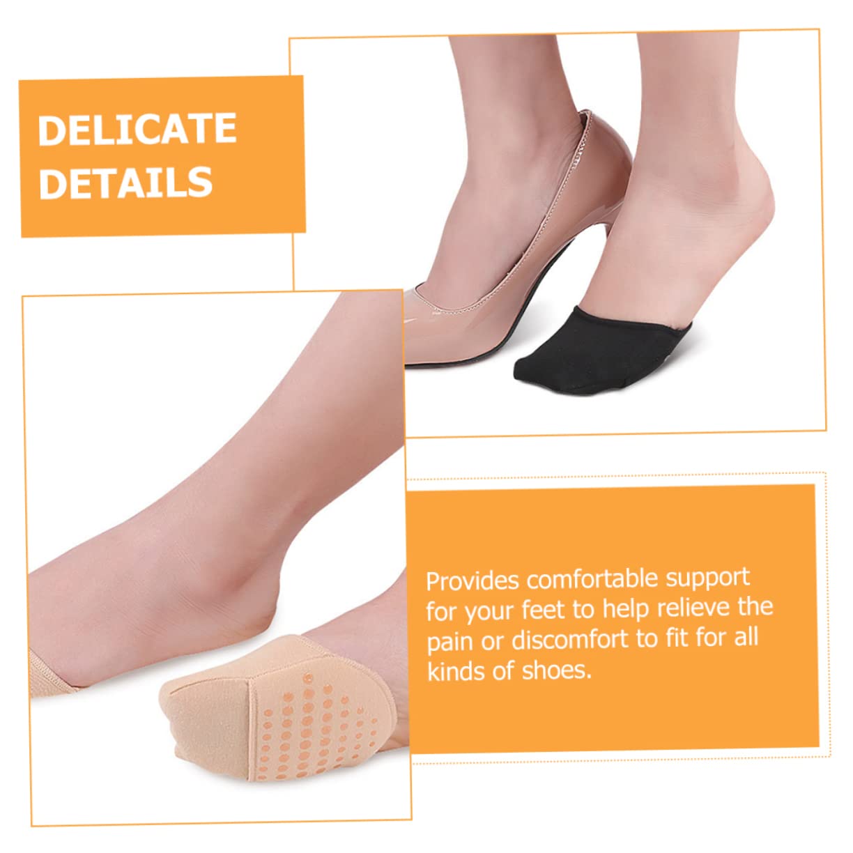 Healeved Sets Grip Socken Damen Vorfußsocken Zehentopper Anti-rutsch Halb Für High Heels Flats Stiefel Paare