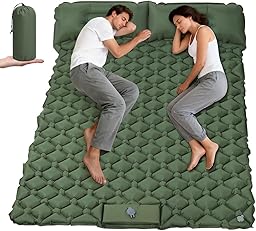 AUYAO Inflatable Camping Mattress, 190 x 120 x 5 cm Portable Self-inflating Mattress with Pillow and Built-In Foot Pump, Sleeping Mat Mattress Ultra Light Waterproof for Tent Trekking Travel