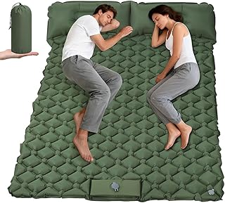 AUYAO Selbstaufblasend Camping Isomatte Schlafmatte, Ultraleichte Luftmatratze mit Fußpumpe, 190 x 120 cm wasserdichte kompakte Isomatte für Outdoor Wandern Backpacking Camping Strand (Militärgrün)