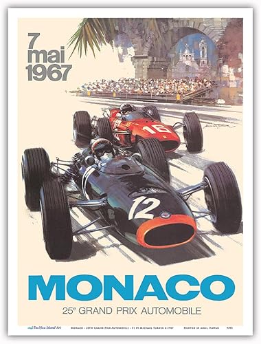 25 Gran Premio de Mónaco Automóvil 1967 - Póster de carreras de coches vintage por Michael Turner c.1967 - Impresión artística maestra (sin marco) 9