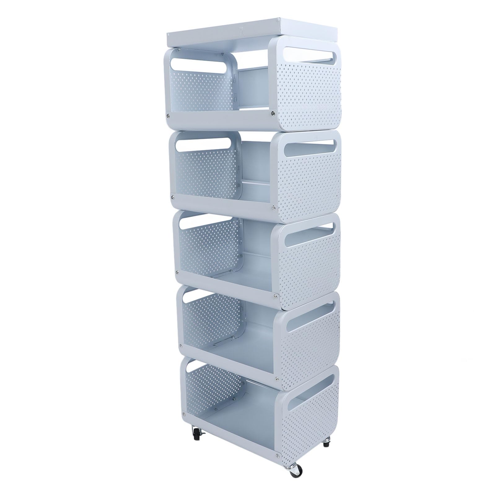 Pssopp Carrito Utilitario Rodante, Carrito de Almacenamiento de Utilidad, Carrito Utilitario de Acero Inoxidable, Estante Organizador para Oficina, Baño, Cocina (5 Niveles)