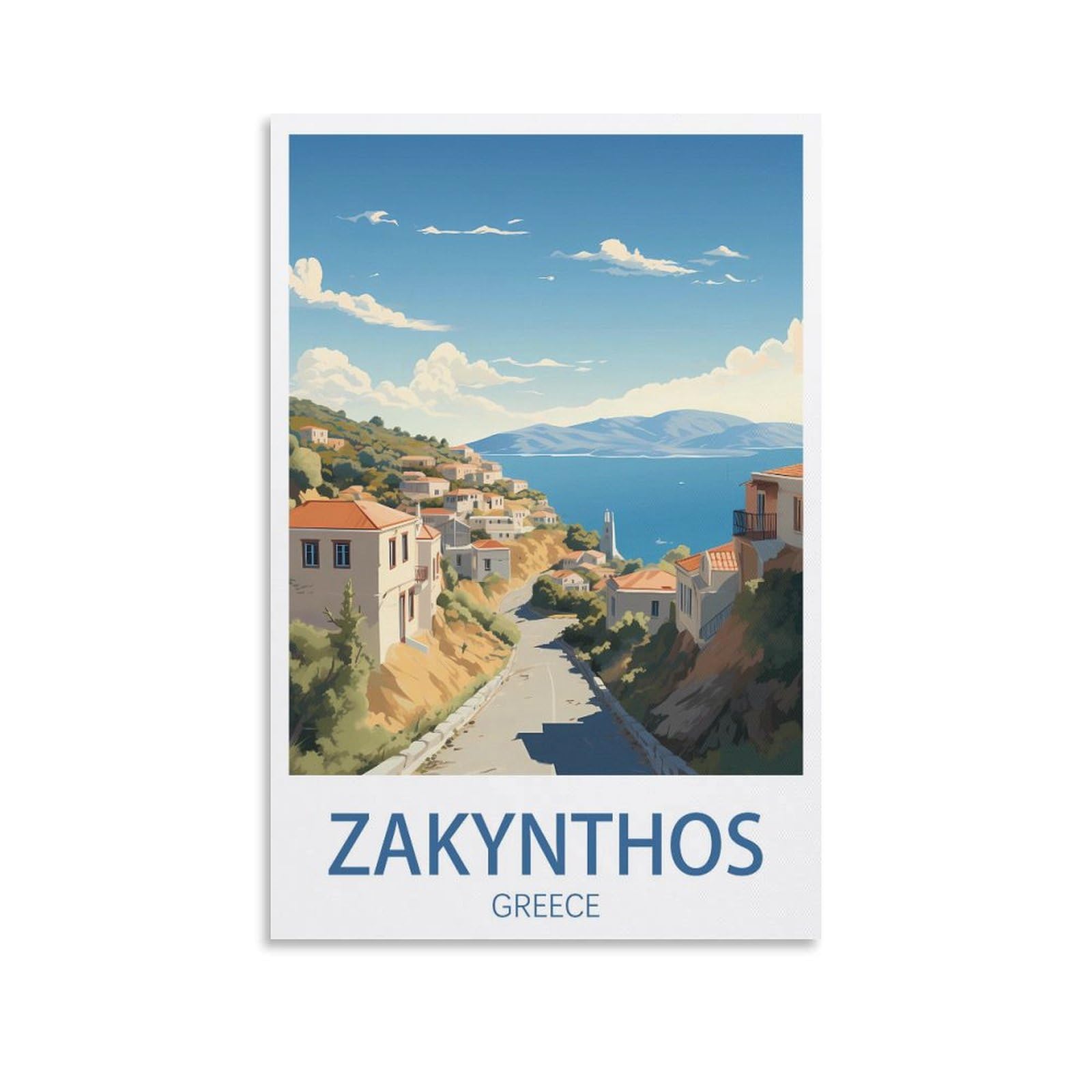 GuYaNa Zakynthos Greece Vintage Travel Posters Landscape 08x12inch(20x30cm) Canvas Wall Art Print Painting for Wall Decor Living Room Bedroom