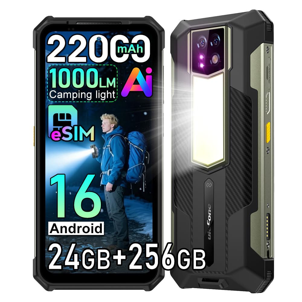 24 Pro Rugged Phone, eSIM Smartphone, 22000mAh Battery,256GB