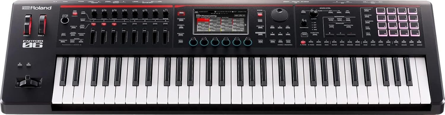 Roland Fantom-06 Synthesizer Keyboard Bundle with Sustain Pedal, Online Piano Lessons, Instructional DVD, and Austin Bazaar Polishing Cloth