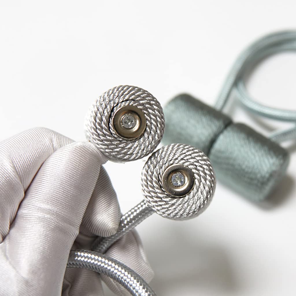 PCS Embrasses de Rideau Magnétiques, Clips de Rideau Boucles de Corde Attaches de Draperie Décoratives avec Aimant Fort, pour Chambre Salon Gris (Bleu)