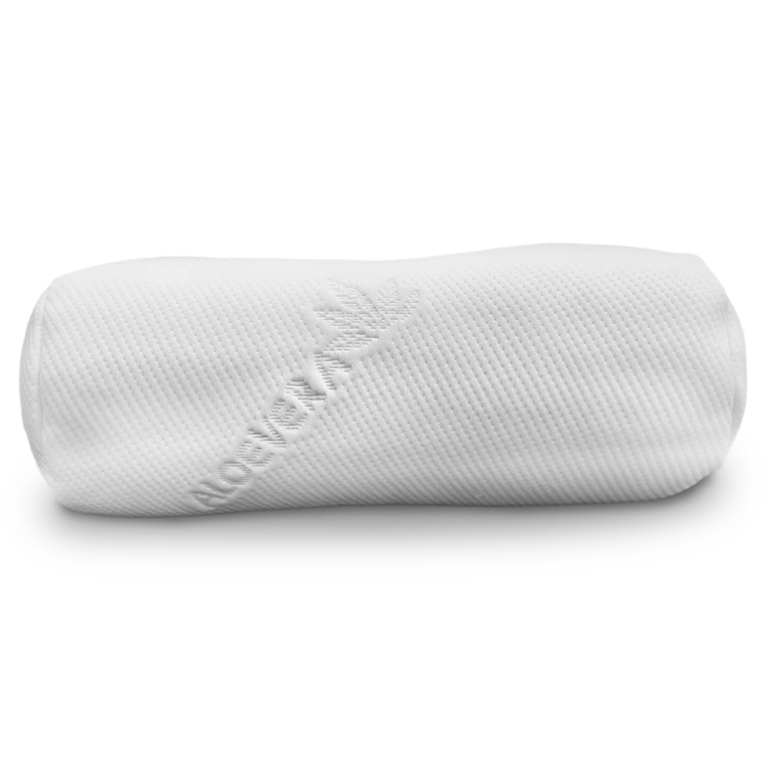 Knie- und Nackenrolle aus Memory-Schaum, Weiß, 40 x 15 cm, mit Aloe Vera Bezug, abnehmbar und waschbar
