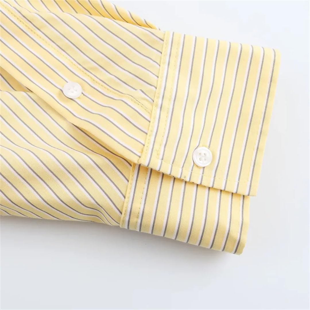 Set da donna a righe allentato - camicia e pantaloni abbinati
