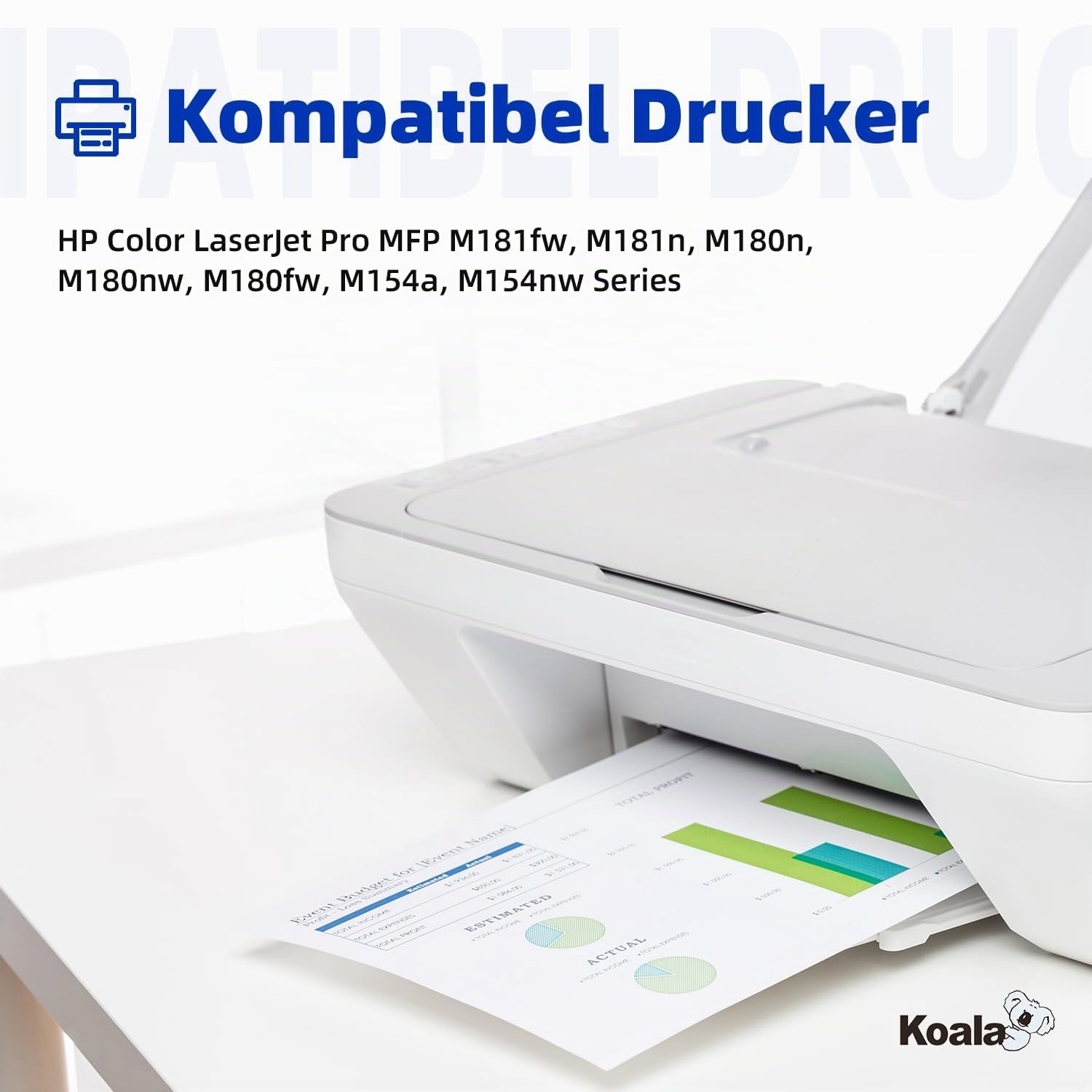 Koala Toner 205A (Con Chip) compatibile con HP 205A CF530A CF531A CF532A CF533A Multipack per stampanti HP Color Laserjet Pro MFP M181fw M180n M180nw M154a M154nw Toner (4 Pack)