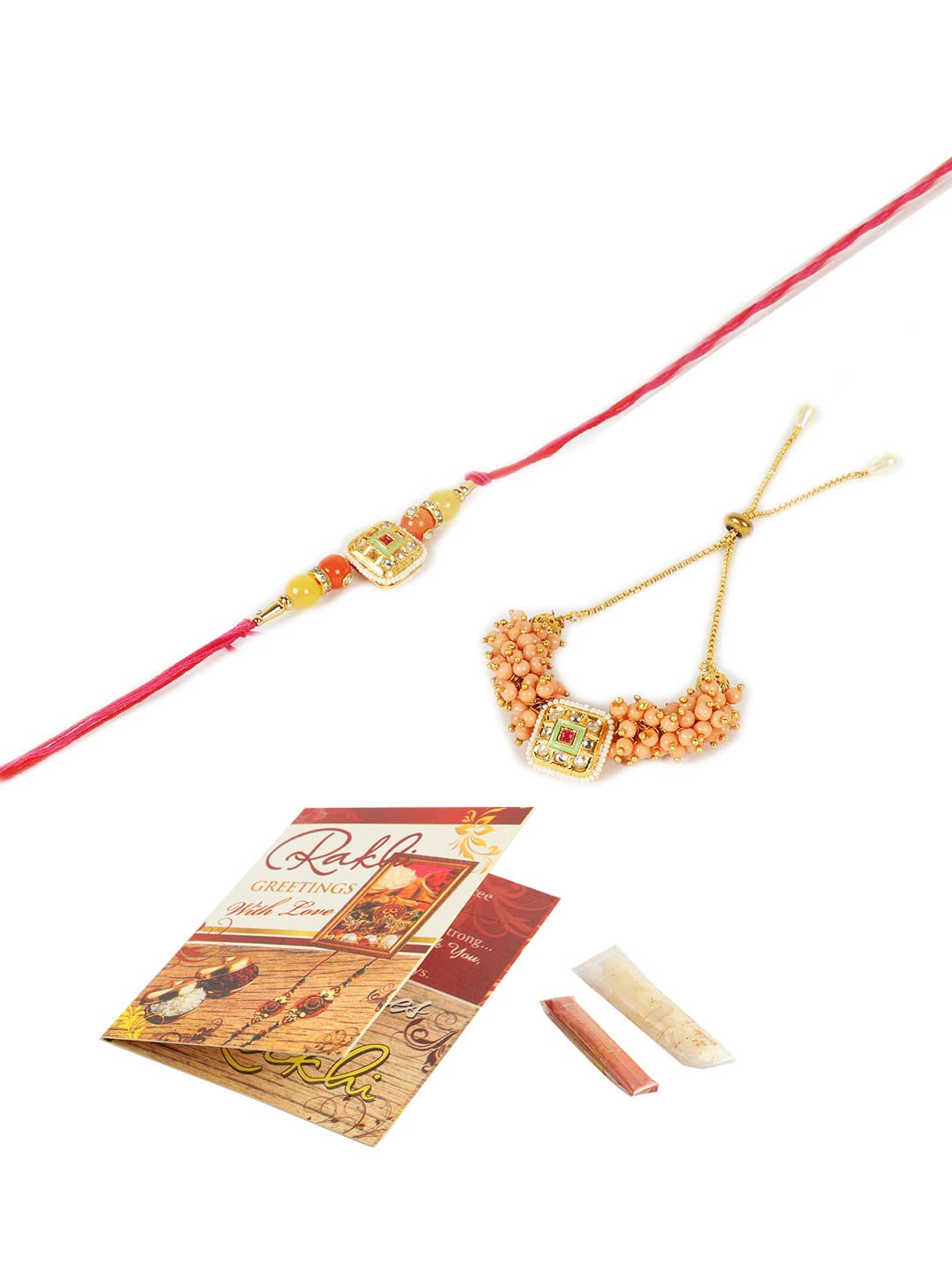 Chocozone Rakhi Set For Brother & Bhabhi | Rakhi Lumba, Roli Chawal Teeka Combo - Traditional Rakshabandhan Gift - View #2
