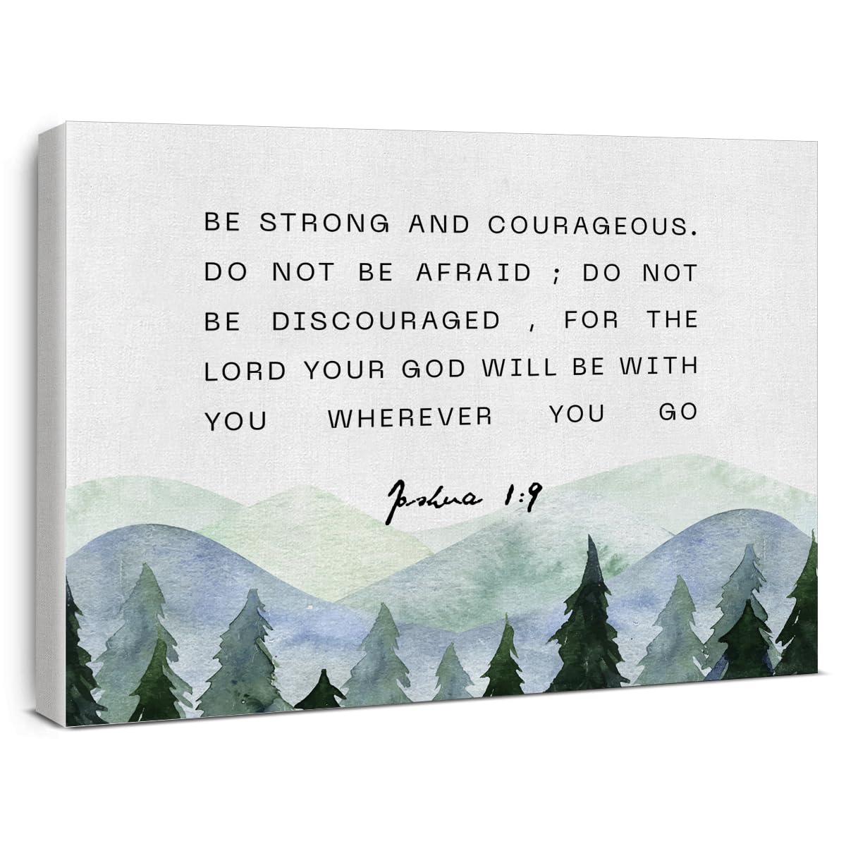 Inspirational Bible Verses Canvas Wall Art be Strong and Courageous Joshua 1:9 Prints Framed Christian Paintings Scripture Artwork Ready to Hang Home Wall Décor
