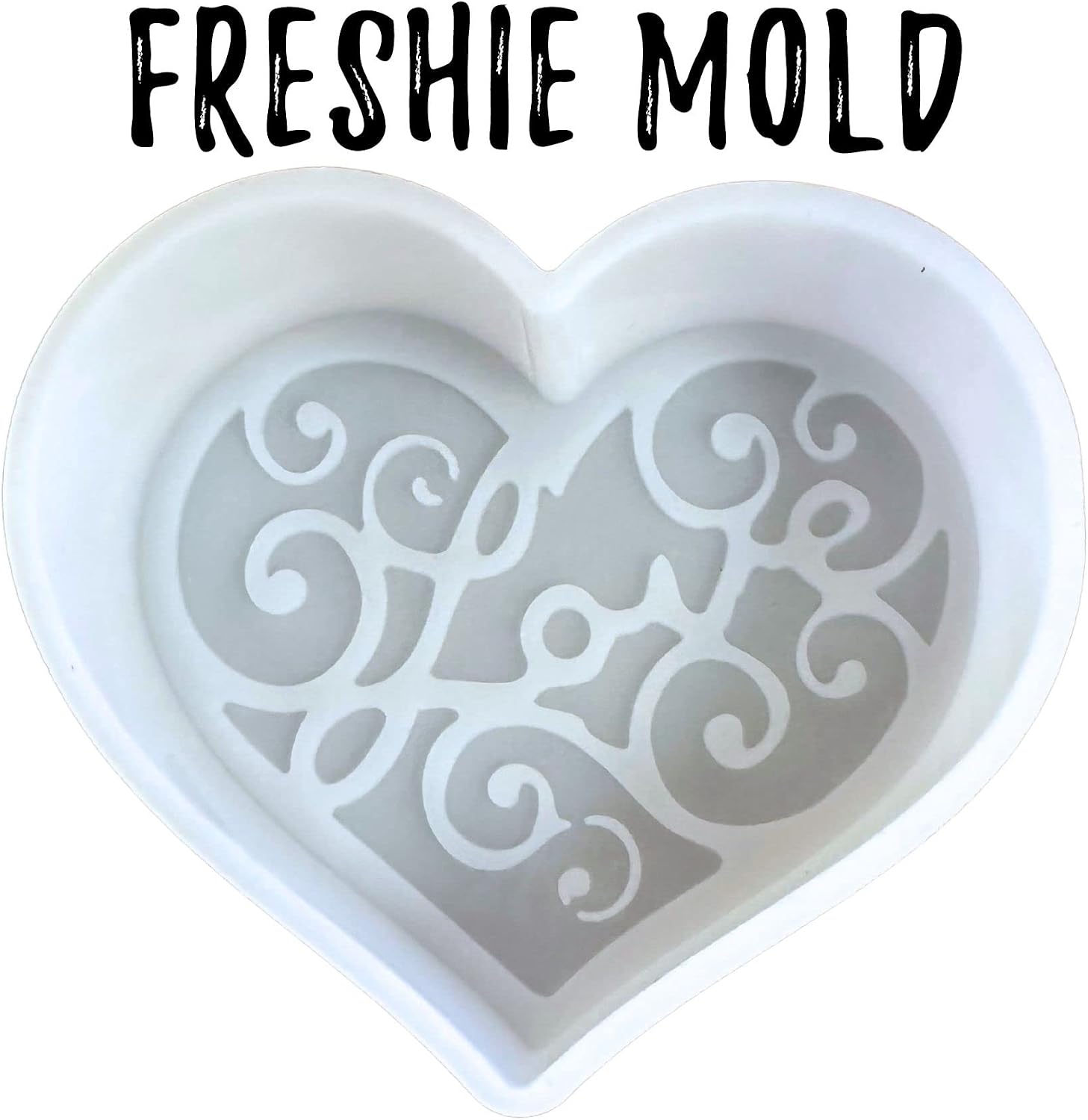 Heart Shaped Love Freshie Silicone Mold Valentine’s Day Swirl Design for Scented Aroma Beads Car Candle, Soap Oven Safe to Bake Heat Resistant to 400 F 3.5 x 4 x 1” inch