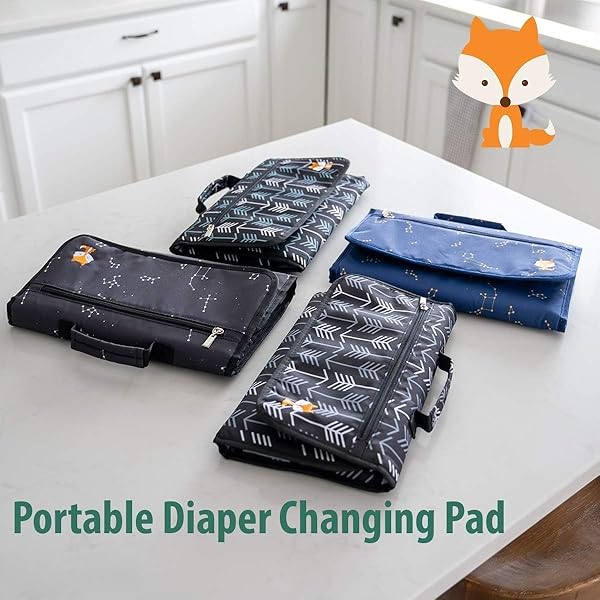 Portable Changing Pad - One-Hand Diaper Change Pad for Baby Diaper Bag or Changing Table. Unisex Baby Shower Gifts, Newborn Essentials (Black Constellation) - 5