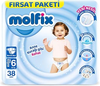 Molfix Extra Large Size 6 Diapers, 38 Pieces